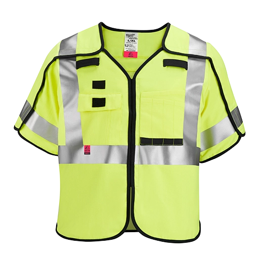 AR/FR Cat. 1 Class 3 Breakaway High Visibility Yellow Safety Vest- 4XL/5XL (ANSI/CSA)