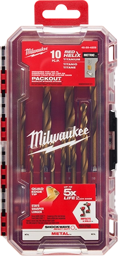 10PC SHOCKWAVE™ Impact Duty RED HELIX™ Titanium Metric Drill Bit Set