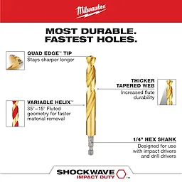 19PC SHOCKWAVE™ Impact Duty RED HELIX™ Titanium Metric Drill Bit Set