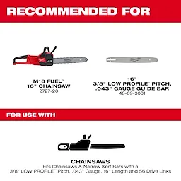 16" 3/8" LOW PROFILE™ Pitch, .043" Gauge Saw Chain