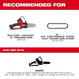 6" 3/8" LOW PROFILE™ Pitch, .043" Gauge Guide Bar