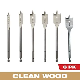 6PC Flat Boring Bit 6" Universal Set