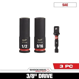 3PC SHOCKWAVE™ Impact Duty 3/8" Drive SAE Deep 6 Point Socket Set