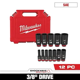 12PC SHOCKWAVE™ Impact Duty 3/8" Drive SAE Deep 6 Point Socket Set