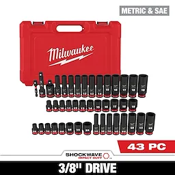 43PC SHOCKWAVE™ Impact Duty 3/8" Drive SAE & Metric Deep 6 Point Socket Set