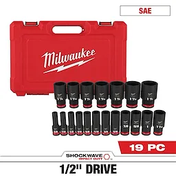 19PC SHOCKWAVE™ Impact Duty 1/2" Drive SAE Deep 6 Point Socket Set
