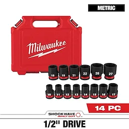 14PC SHOCKWAVE™ Impact Duty 1/2" Drive Metric Standard 6 Point Socket Set