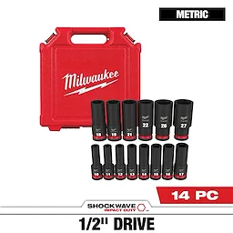 14PC SHOCKWAVE™ Impact Duty 1/2" Drive Metric Deep 6 Point Socket Set
