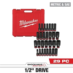 29PC SHOCKWAVE™ Impact Duty 1/2" Drive SAE & Metric Deep 6 Point Socket Set