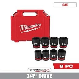 8PC SHOCKWAVE™ Impact Duty 3/4" Drive SAE Standard 6 Point Socket Set