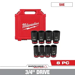8PC SHOCKWAVE™ Impact Duty 3/4" Drive SAE Deep 6 Point Socket Set