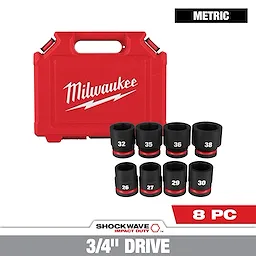 8PC SHOCKWAVE™ Impact Duty 3/4" Drive Metric Standard 6 Point Socket Set