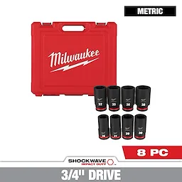 8PC SHOCKWAVE™ Impact Duty 3/4" Drive Metric Deep 6 Point Socket Set