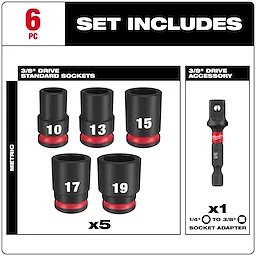 6PC SHOCKWAVE™ Impact Duty 3/8" Drive Metric Standard Socket Set