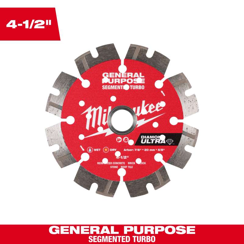 4-1/2" DIAMOND ULTRA™ Segmented Turbo, General Purpose Diamond Blade