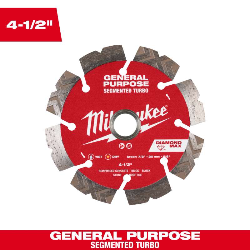 4-1/2" DIAMOND MAX™ Segmented Turbo, General Purpose Diamond Blade