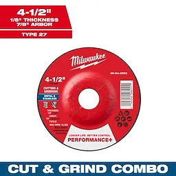 4-1/2" x 1/8" x 7/8" Performance+ Dual Metal Cut & Grind Wheel - Type 27