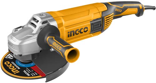 AG26008Angle grinderVoltage: 220-240V~50/60HzInput power:2600WNo-load speed:6200rpm Disc diameter:230mm