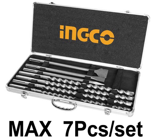 AKD50757 Pcs SDS max hammer drill bit and chisel set4pcs max hammer drill bits3pcs chiselsPacked by aluminum case