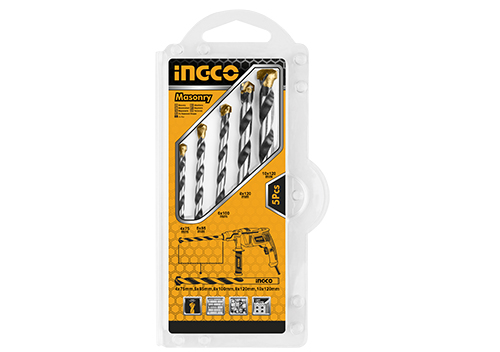 AKDB30555 Pcs masonry drill bits setSize：4X75，5X85，6X100，8X120，10X1205PCS Masonry drill bits setPacked by double blister