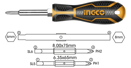 AKISD06086 In 1 screwdriver set6 IN 1 Screwdriver setMaterial:CR-VPacked by Display color box