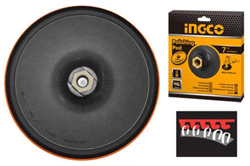 APP0111801Polishing pad with flangeDiameter:180mmMaterial:PPM14x2 nutVelcro-type backingFor wool polishing bonnet and sanding paper