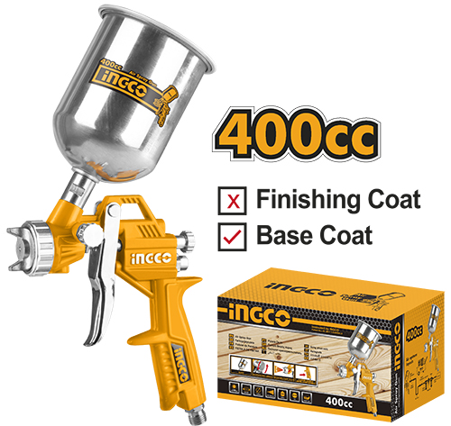ASG4041Air spray gunPaint capacity:400ccPattern width:180-250mmSuitable for base coat
