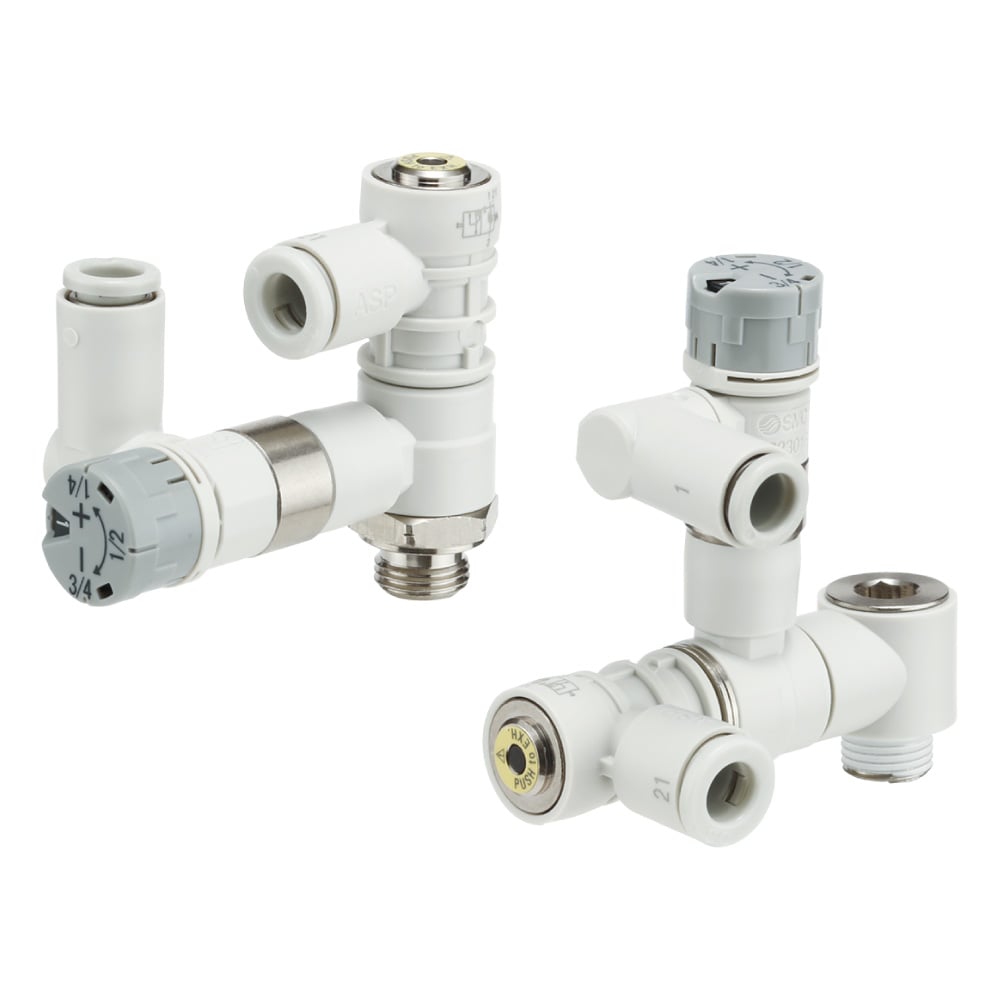 [Model with Residual Pressure Release Function] Compact Indicator Type Speed Controller with Pilot Check Valve ASP-S