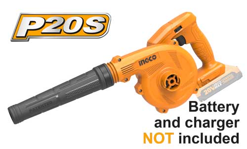 CABLI20018Cordless blowerVoltage:20VNo-load speed:0-9000/0-18000rpmMax air volume:2.7m³/min