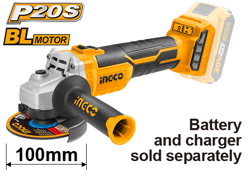 CAGLI1002Cordless angle grinderBrushless MotorVoltage:20VDisc diameter:100mm