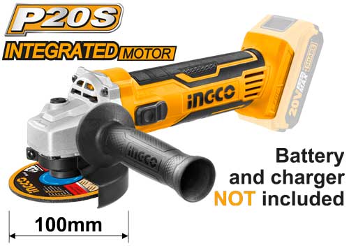 CAGLI1003Cordless angle grinderVoltage:20VNo-load speed:8500/minDisc diameter:100mm