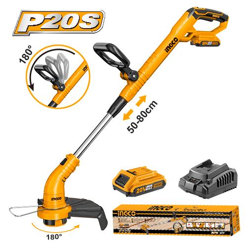 CGTLI20301Cordless grass trimmerVoltage:20VNo-load speed:8200rpmCutting diameter:300mm