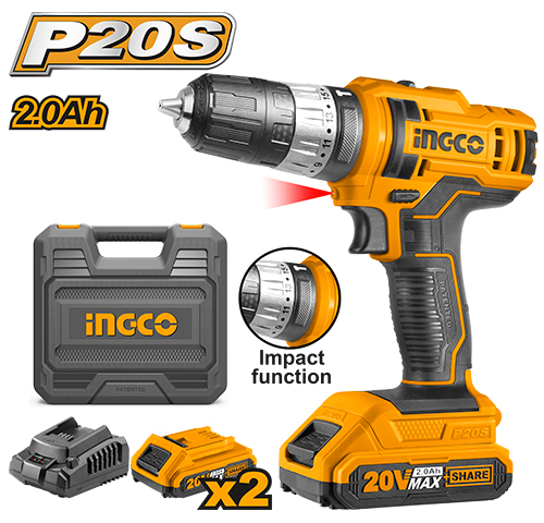 CIDLI20012Cordless impact drillVoltage:20VMax torque:45NMTorque settings:18+1+1