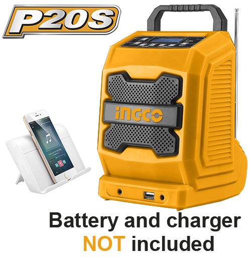 CJRLI2001Cordless job radioVoltage:20VAM Frequency: 522-1710KHzFM Frequency: 87.5-108MHz
