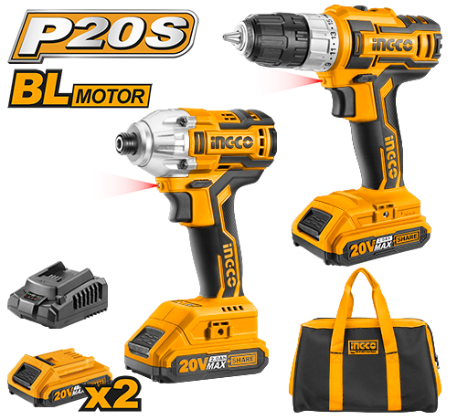 CKLI2006Cordless 2 Pcs combo kitVoltage:20VWith 1pcs lithium-ion cordless drill(CDLI20024) With 1pcs lithium-ion impact driver (CIRLI2002)With 2pcs 2.0Ah battery pack