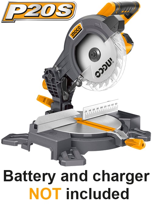 CMS2001Cordless mitre sawVoltage:20VNo-load speed:3000rpmBlade size:210mm(8-1/4")*25.4mm