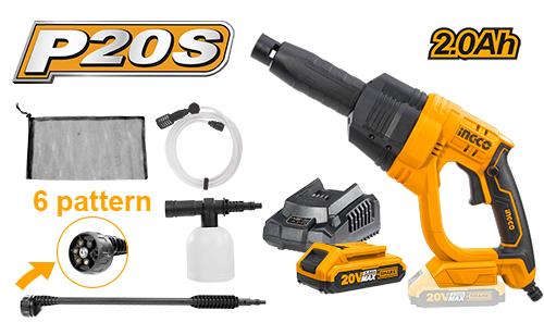 CPWLI20082Cordless pressure washerVoltage:20VMax Pressure:24.8BarFlow rate:2.2L/min