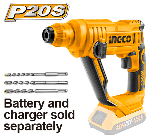 CRHLI1601Cordless rotary hammerVoltage:20VNo-load speed:0-900rpmImpact rate:0-5100bpm