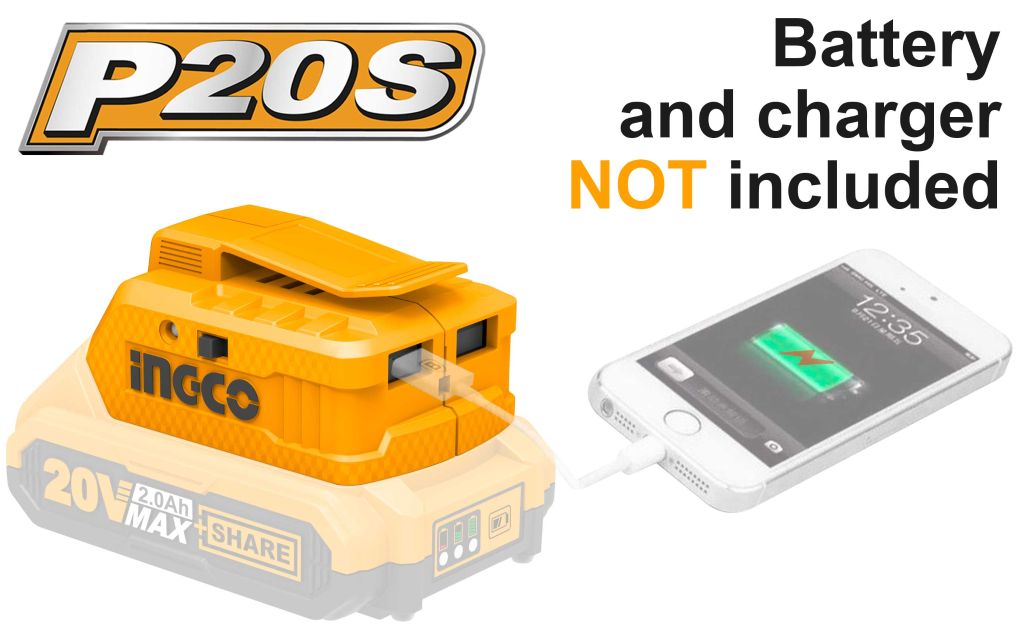 CUCLI2001Cordless power sourceVoltage:20VOutput power:5V/1A 5V/2A