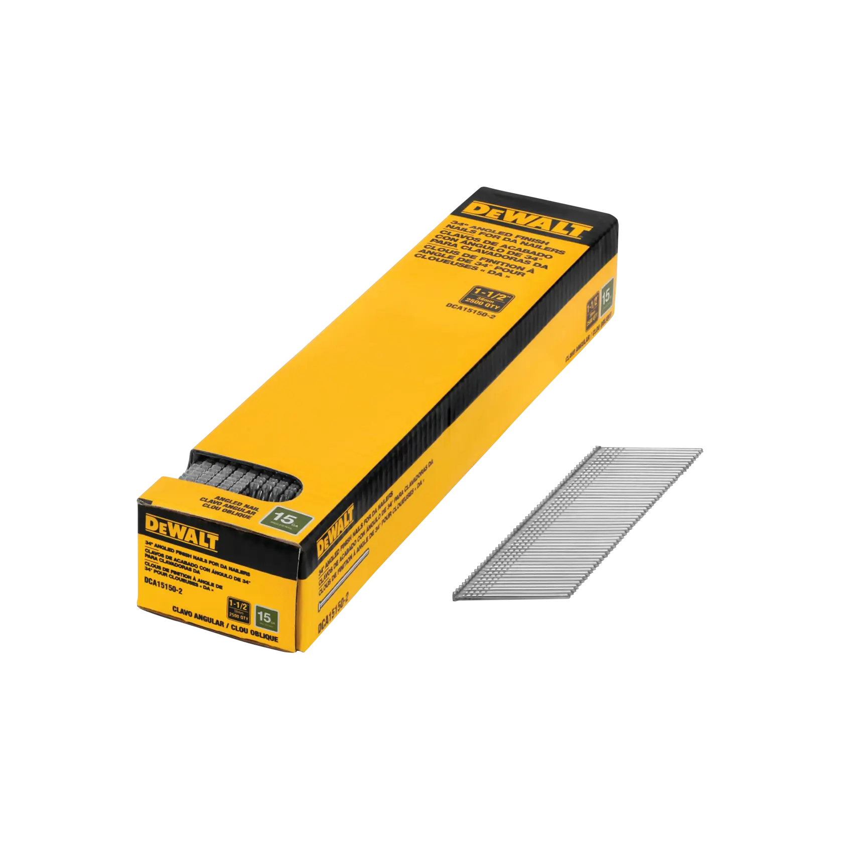 DEWALT® 15 Gauge 1-1/2-in. 34-Degree DA Style Angled Finish Nails (2500-Pack)