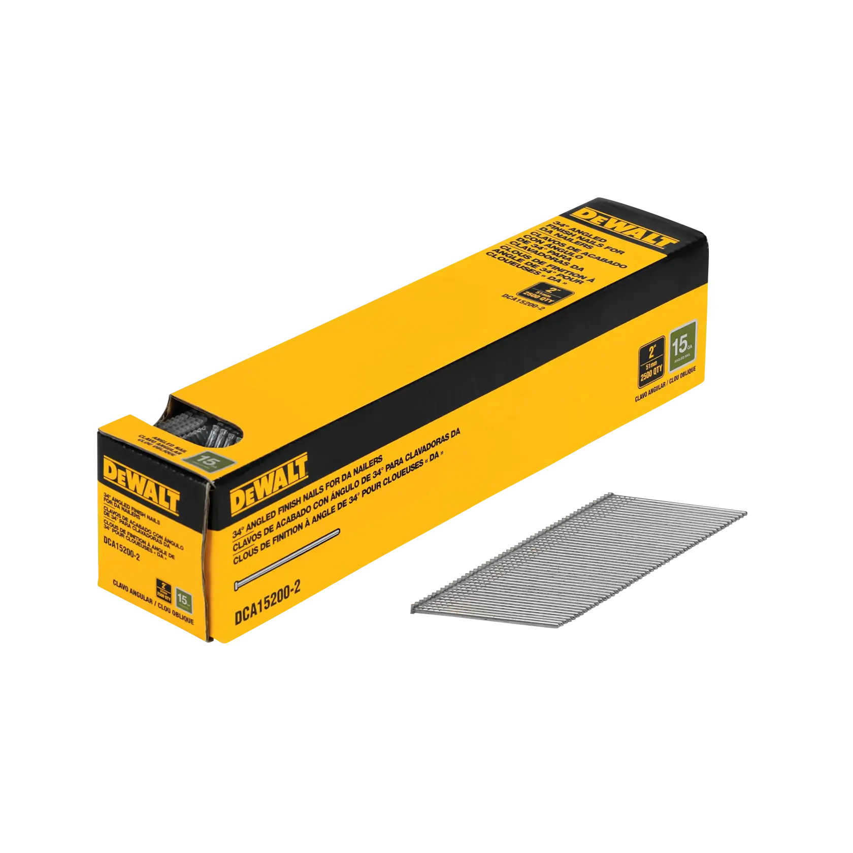 DEWALT® 15 Gauge 2-in. 34-Degree DA Style Angled Finish Nails (2500-Pack)