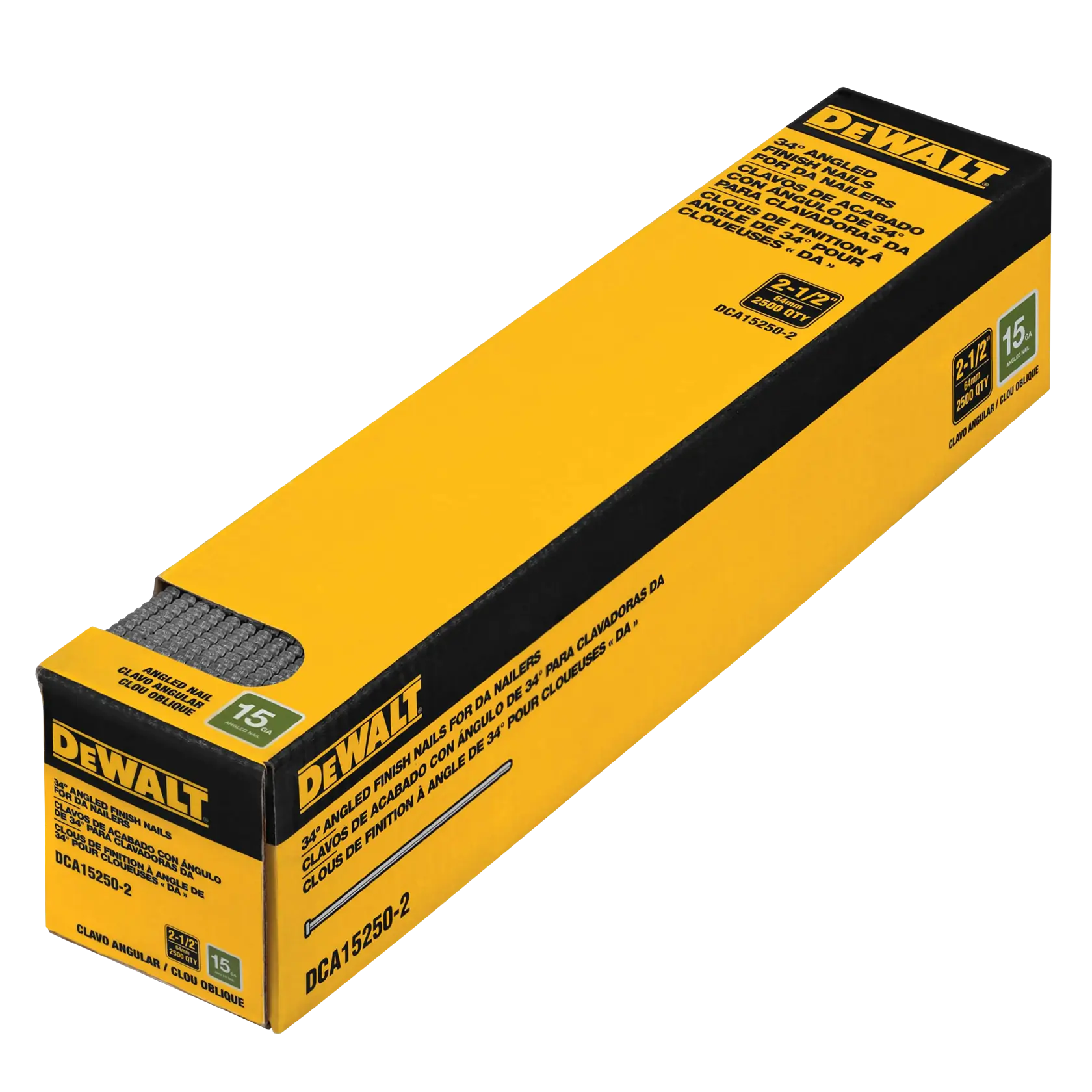 DEWALT® 15 Gauge 2-1/2-in. 34-Degree DA Style Angled Finish Nails (2500-Pack)