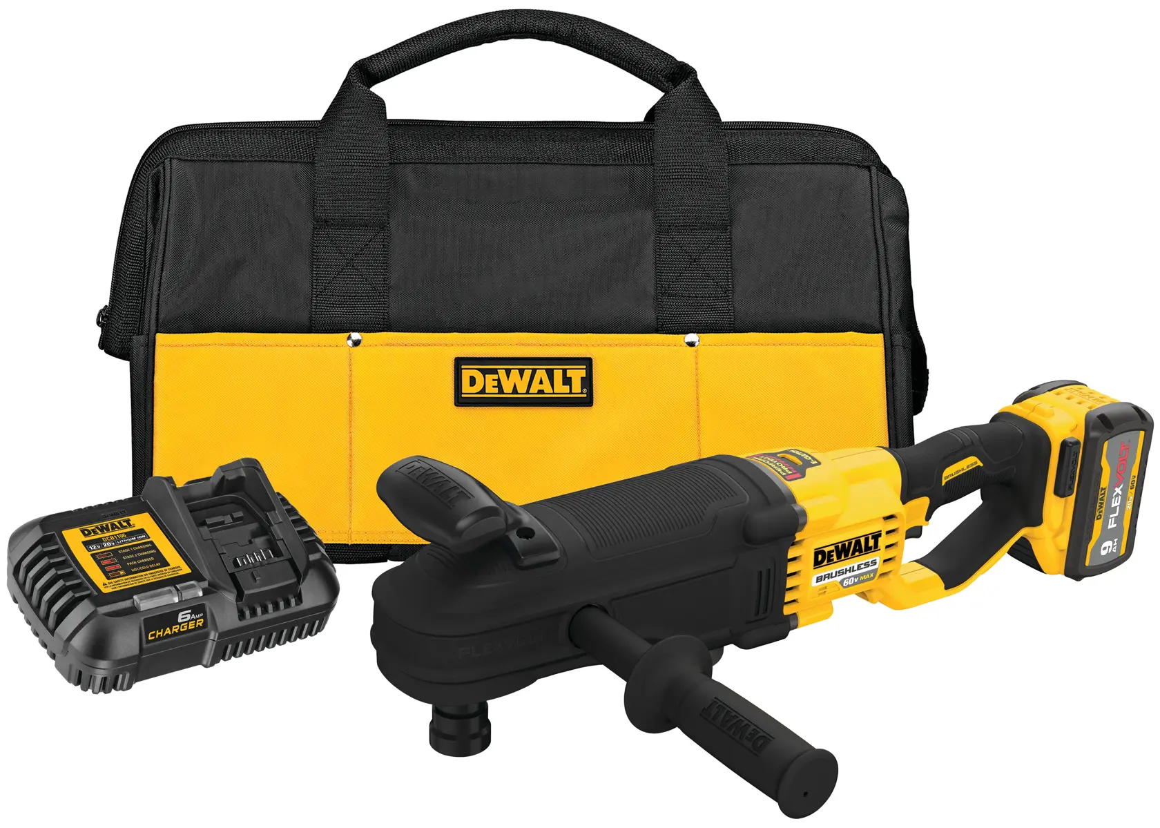 DEWALT® FLEXVOLT 60V MAX* Brushless Cordless 7/16-in. (11mm) Quick-Change Stud and Joist Drill with E-Clutch System, (2) 9.0 Ah Batteries and Charger