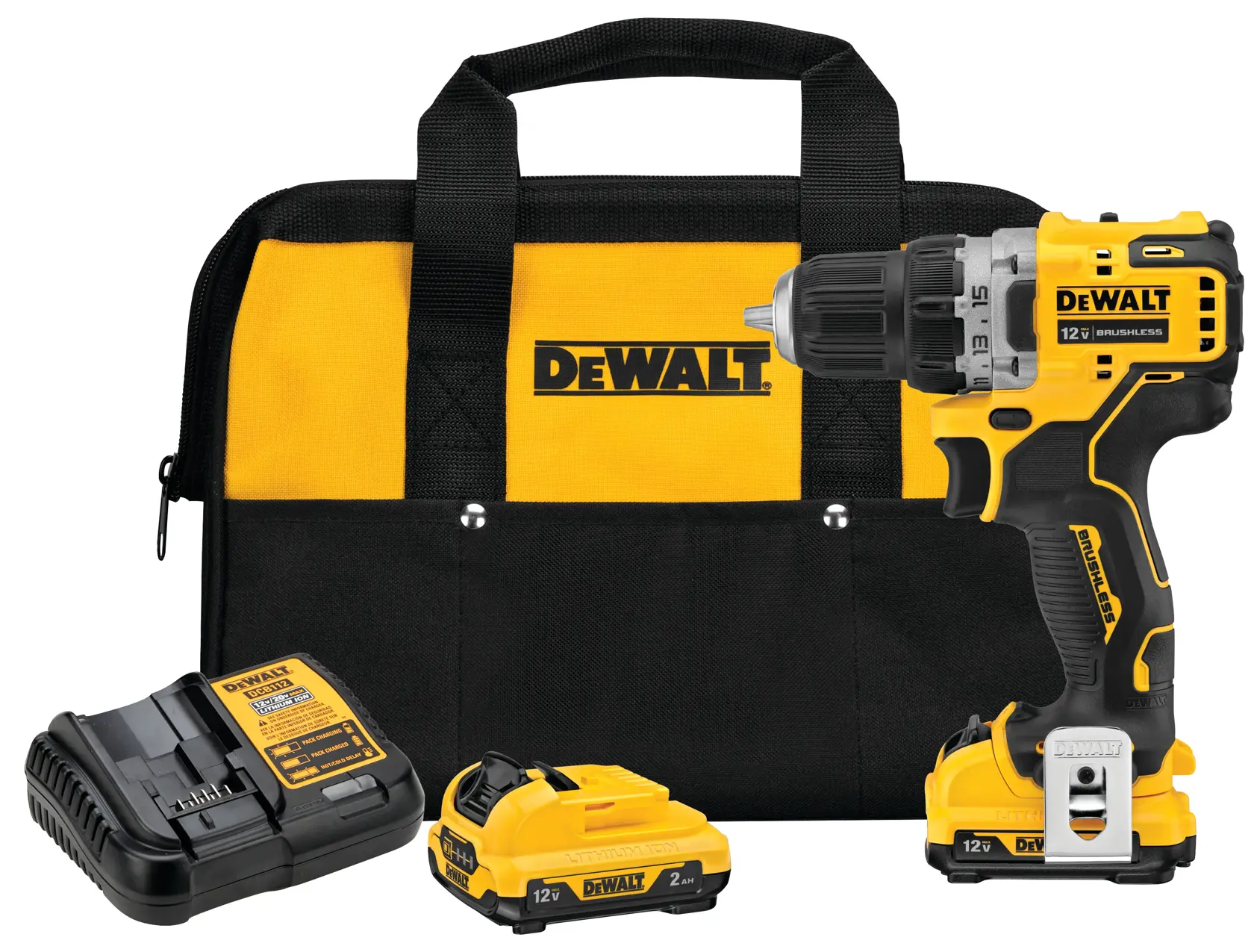 DEWALT® 12V MAX* XTREME Cordless Brushless 3/8 in Drill Driver Kit (2) Lithium Ion Batteries with Charger