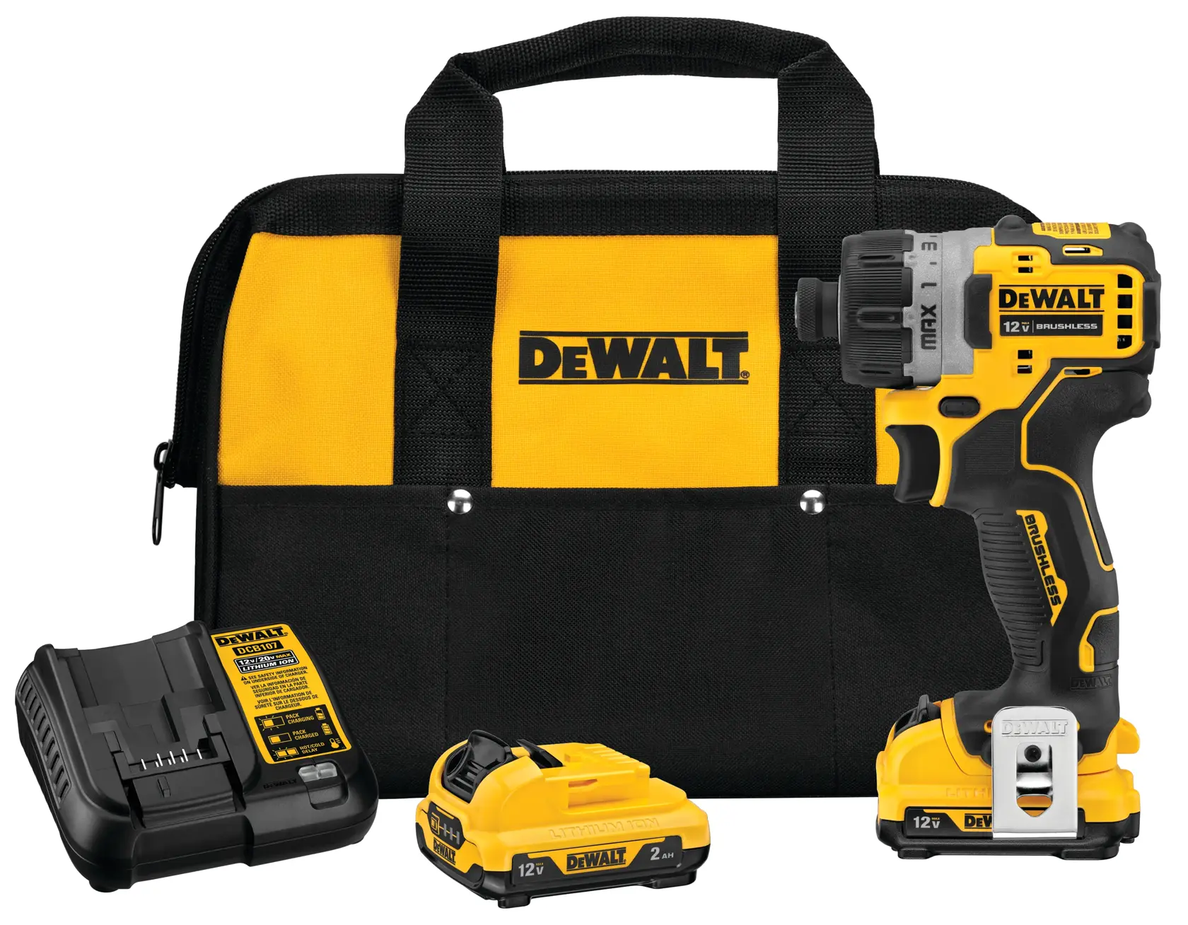 DEWALT® XTREME™ 12V MAX* Brushless Cordless 1/4-in. (6.4mm) Screwdriver with (2) 2.0 Ah Batteries and Charger