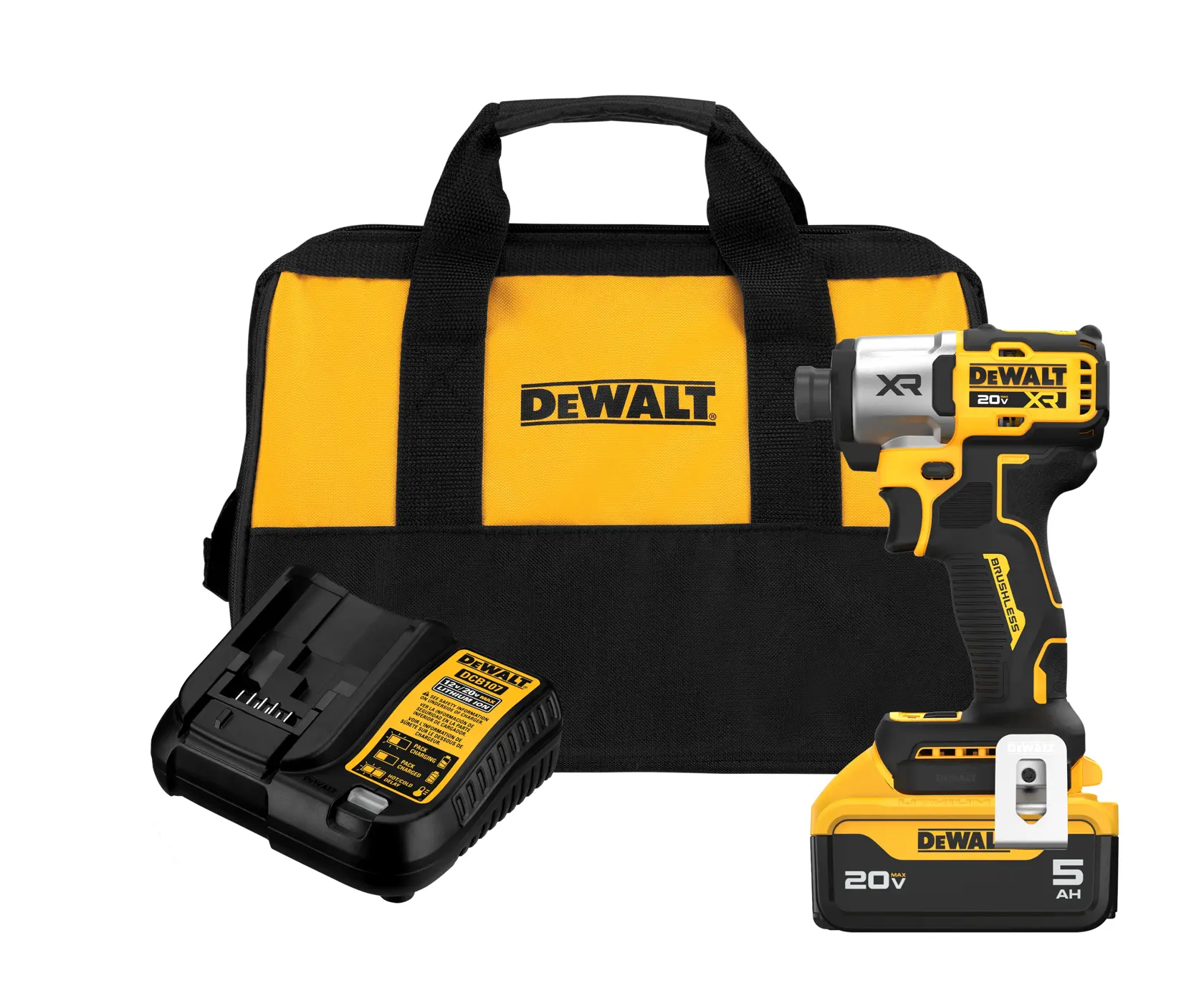 DEWALT® 20V MAX* XR® Brushless Cordless 3-Speed 1/4-in. Impact Driver Kit