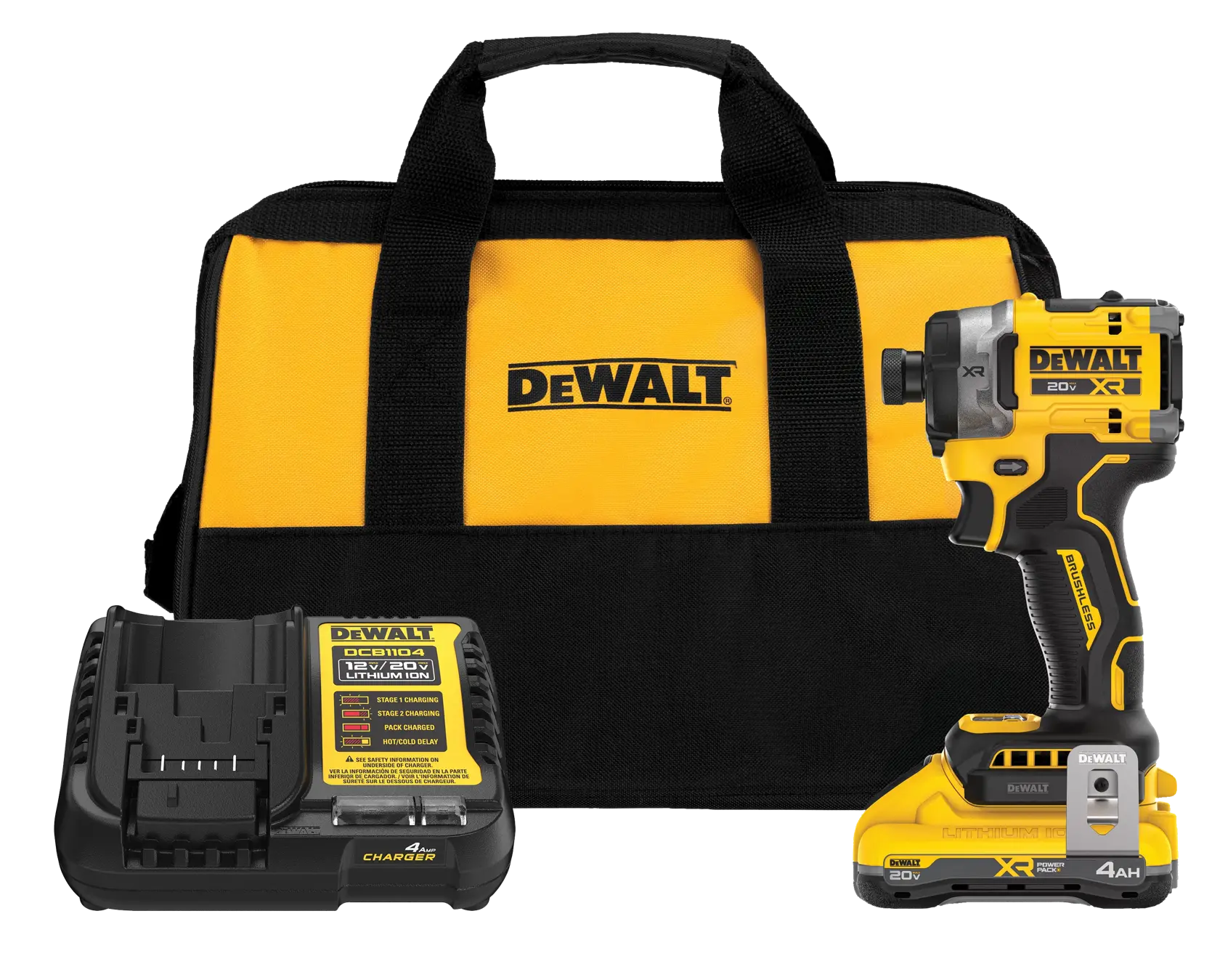 DEWALT® 20V MAX* XR® Brushless Cordless 3-Speed High Torque 1/4-in. Impact Driver Kit