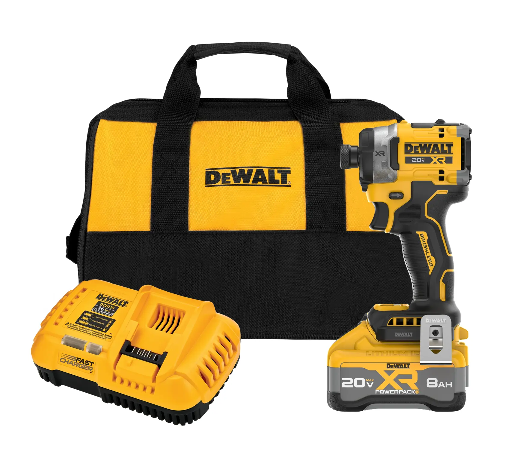 DEWALT® 20V MAX* XR® Brushless Cordless 3-Speed High Torque 1/4-in. Impact Driver Kit