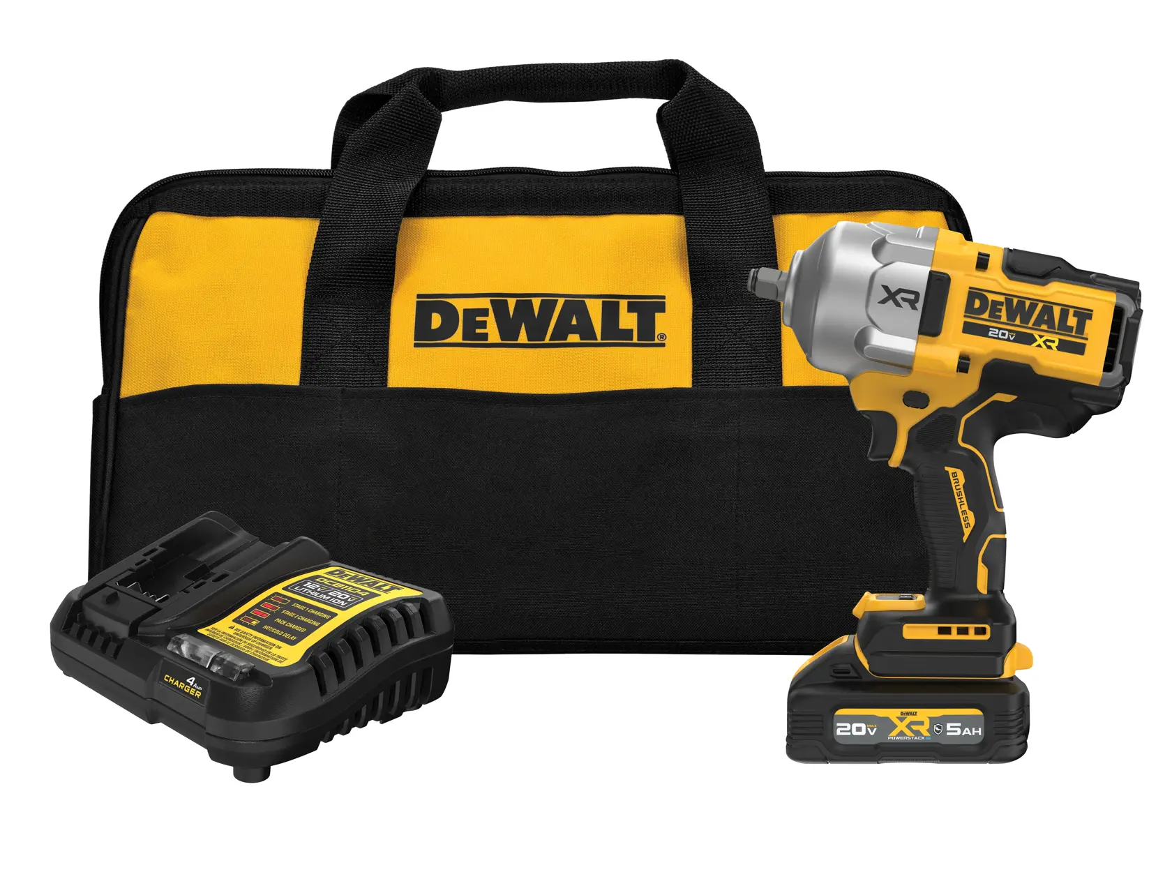 DEWALT® 20V MAX* XR® Brushless Cordless 1/2 In High Torque Impact Wrench with Hog Ring Anvil Kit