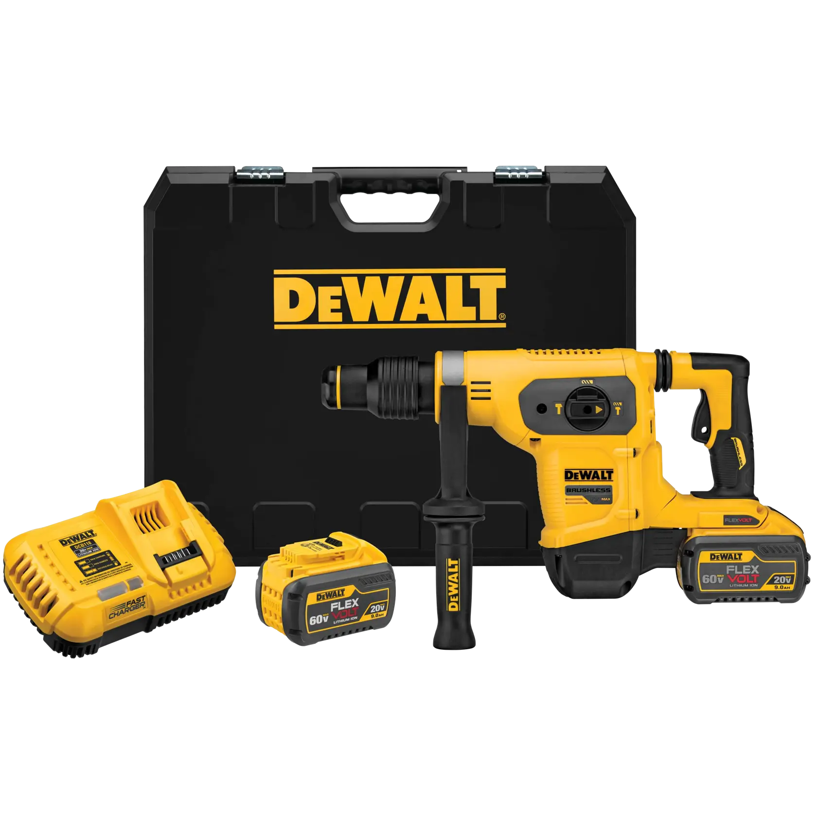 DEWALT® FLEXVOLT 60V MAX* Cordless Brushless 1-9/16-in. (40mm) SDS Max Rotary Hammer Drill with (2) 9.0 Ah Batteries and Charger